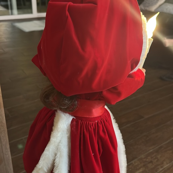 Vintage Rennoc 24” Christmas Caroler Red and White Holiday Doll with Candle.